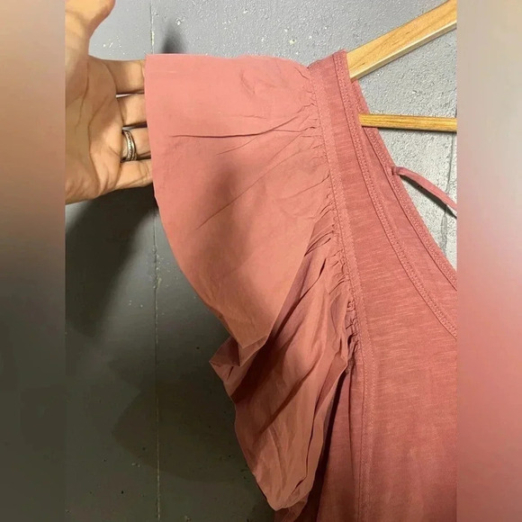 Anthropologie DAILY PRACTICE Flutter-Sleeve Tee Dress Shift Tie Back.  Medium - Picture 6 of 10